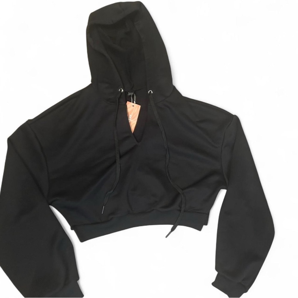 SHEIN Black Cropped Hoodie